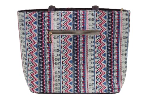 Image of P S Traders Online Women's Traditional Ikkat Cotton 5 Pieces Combo Bag - Pink