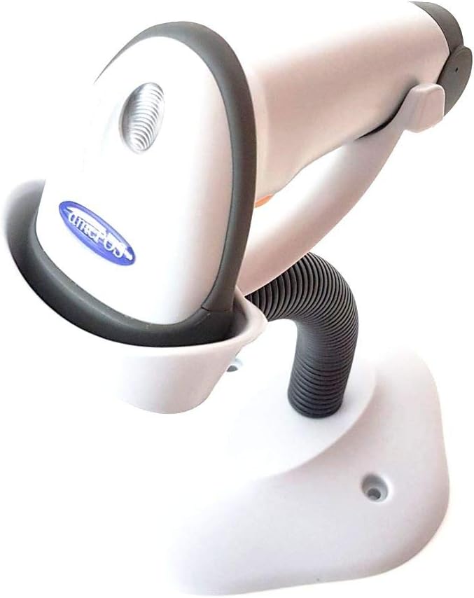 dmcPOS 2808 Laser Barcode Scanner, Autosense, USB including Stand (White)