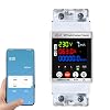Weytoll WiFi Automatic Reclosuring Protector Intelligent Circuit Breaker Single Phase Digital Display Reclosing Switch Adjustable Voltage Current Leakage Protective Device with Kilowatt-Hour Meter