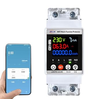 Weytoll WiFi Automatic Reclosuring Protector Intelligent Circuit Breaker Single Phase Digital Display Reclosing Switch Adjustable Voltage Current Leakage Protective Device with Kilowatt-Hour Meter