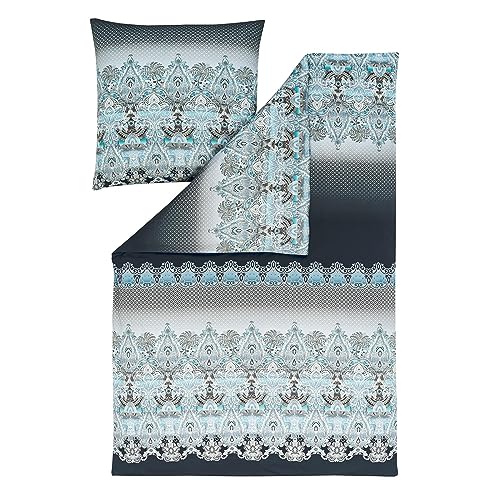 ESTELLA Mako Interlock Jersey Bettwäsche Khira Saphir 1 Bettbezug 155 x 220 cm + 1 Kissenbezug 80 x 80 cm