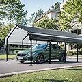 Shintenchi 12x20 Metal Carport, Outdoor Heavy Duty Carport with Enhanced Base, Galvanized Steel Car Shelter Garage for Cars, Boats and Tractors
