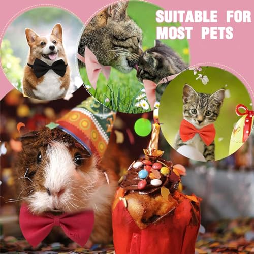 10 Stück Hundehalsbänder mit Fliege in 10 Farben - Klassische, weiche und verstellbare Halsbänder für kleine und mittelgroße Hunde sowie Katzen.