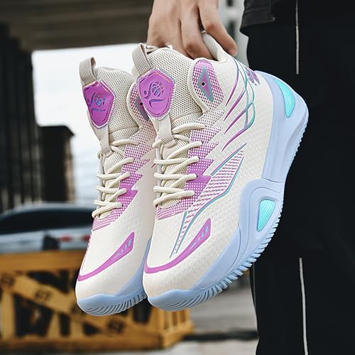 Image of Men's High-Top Basketball Shoes Anti-Slip and Wear-Resistant Soles Running Shoes Graffiti Design Fashionable Sports Shoes