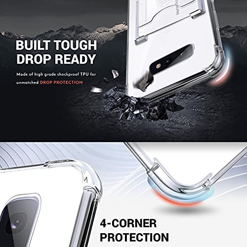 Shields Up For Galaxy S10E Case, Samsung S10E Case, Minimalist Wallet Case With Card Holder And Ring Kickstand/Stand, [Drop Protection] Slim Protective Cover For Samsung Galaxy S10E - Clear #TOP4
