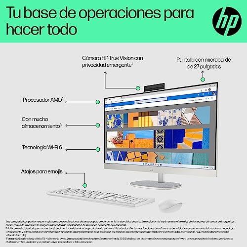 Miniatura 2 de Hp 27-Cr0005ss - Ordenador De 27 Full Hd Con Cámara, Teclado Y Ratón Inalámbricos Amd Ryzen 7 7730u, 16gb Ram, 1tb Ssd, Amd Radeon Graphics, Windows 11 Blanco - Teclado Qwerty Español