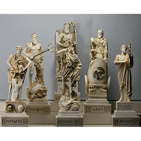 6 Greek Gods Zeus Poseidon Apollo Hermes Hephaestus Ares Statue Sculpture Cover