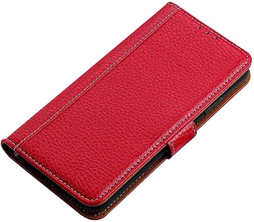 Étui cuir iPhone 13 Pro Max rouge 2 emplacements carte et béquille