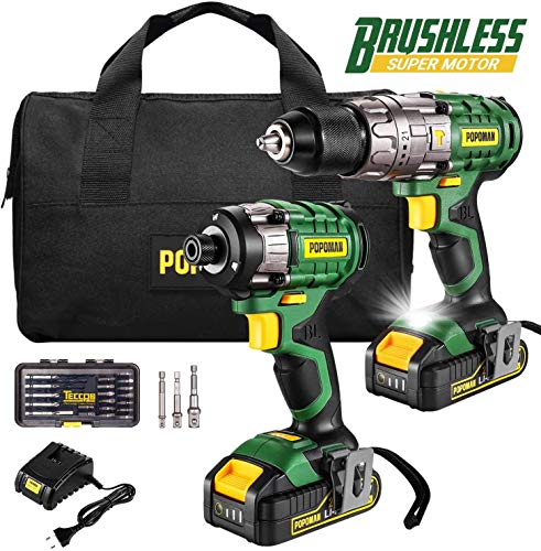 Perceuse a Percussion 60Nm(2Vitesses, 3Fonctions Perceuse, Visseuse et Marteau perforateur), Visseuse a Chocs 220Nm(3Vitesses, 3Lumières LED), 2 Batteries 2.0 Ah, Chargeur Rapide, 35Pcs Accessoires