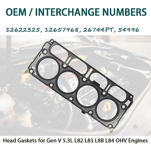 Image of MLS Cylinder Multi Layer Head Gasket 12622325 26744PT 2PCS for GM Chevrolet GMC Silverado 1500, Suburban, Tahoe, Sierra 1500, Yukon, Yukon XL 2014-2022, Gen V 5.3L L82 L83 L8B L84 OHV Engines