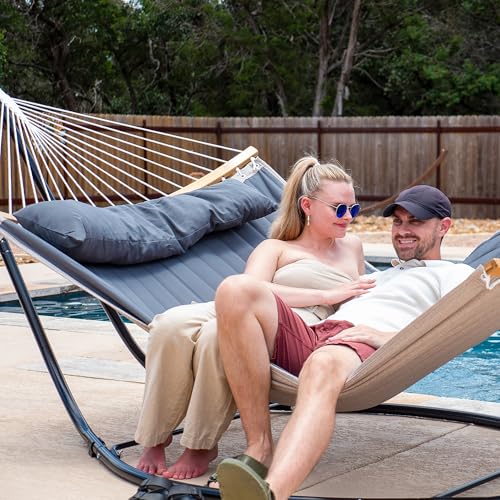 Image of SUNCREAT Double Hammock with Curved Spreader Bar, Dark Gray