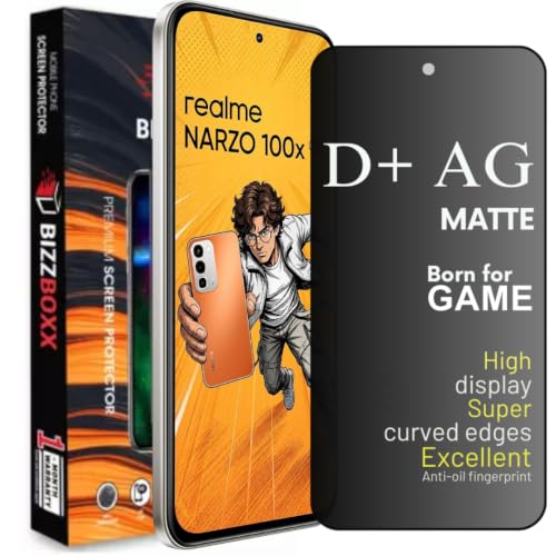 Image of D+ AG Matte Tempered Glass Screen Guard Protector For realme NARZO 100x 5G Matt Temper Glass Anti Fingerprint Gaming Special With Camera Cut (NARZO 100x - 6.81 Inch)- Pack of 1