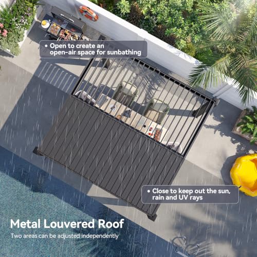 Image of Aoxun Louvered Pergola 10' x 12' 96S Outdoor Metal Pergola with Adjustable Top for Decks, Gardens and Backyards, Easy Assembly via Structural Patent, Gray