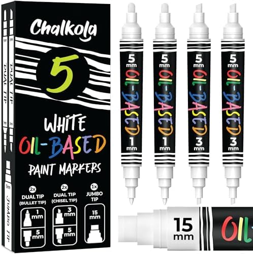 Chalkola 5 Oil White Paint Pen (incl. 15mm Jumbo)