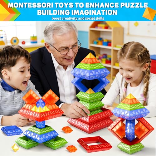 Doloowee Montessori Toys for Toddlers 1-3 3-5 - 30Pcs 3D Pyramid Stacking Blocks for Kids - STEM Educational Sensory Toys for 2 3 4 Year Old Boys Girls - Preschool Learning Birthday Gifts — view 6