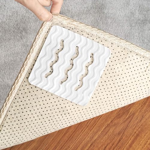 Daily Treasures Rug Gripper, 8Pcs Rug Grips with Wave Stripped Anti