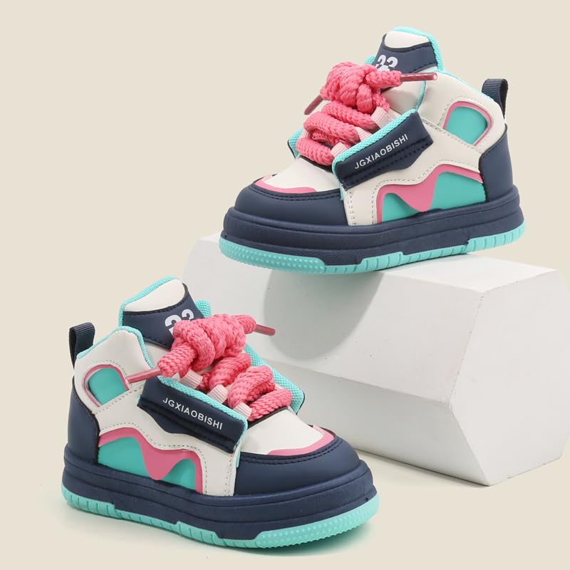 JGXIAOBISHI Kids High Top Sneakers, Athletic Fashion Shoes, White and Beige, 232