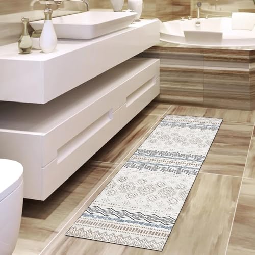 Alfombra dormitorio bohemia lavable gris marrón para pasillo 4