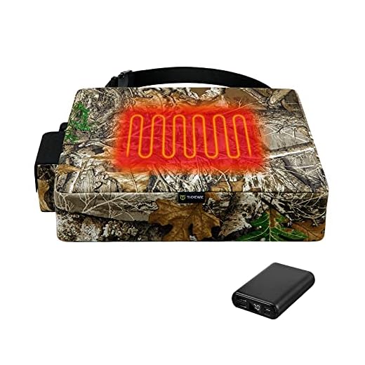 TIDEWE Hunting Seat Cushion Heated with Battery Pack, Water Resistant Hunting Seat for Tree Stand & Ladder Stand, Warm Seat Pads for Hunting, Ice Fishing, Hiking, Camping (Realtree Edge Camo)