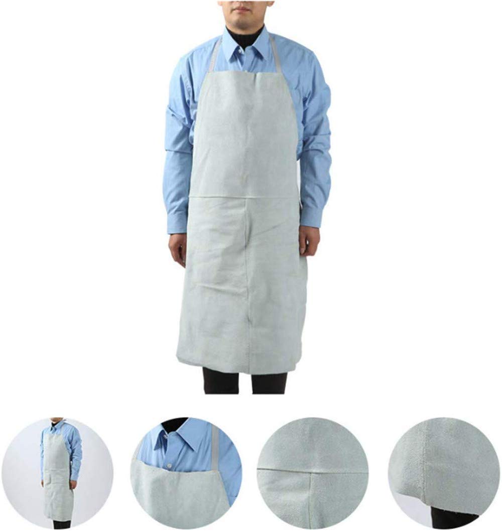 Welding Jackets,Welding Apron Oil-Proof Cowhide Fire Prevention Wear-Resistant Comfortable And Soft Gray Body Protection (65.9Cm)