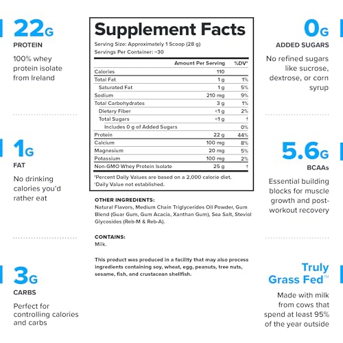 LEGION Whey+ Whey Isolate Protein Powder from Grass Fed Cows - Low Carb, Low Calorie, Non-GMO, Lactose Free, Gluten Free, Sugar Free, All Natural Whey Protein Isolate, 30 Servings (Oatmeal Cream Pie)