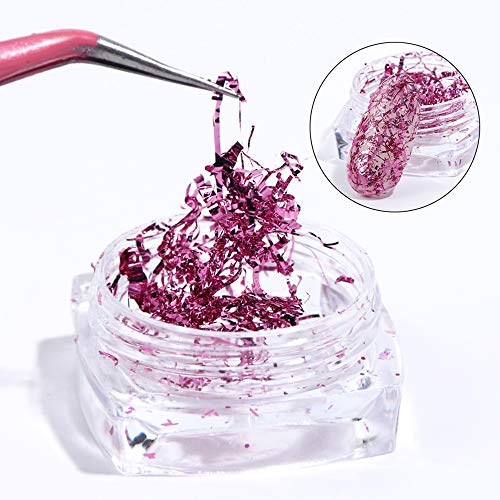 WLKK 8PCS Nail Glitter, Aluminium Roségold Pailletten Flake Nail Art Shimmer Powder für UV Gel Gel Nagel Paillette Mix… – Bild 3