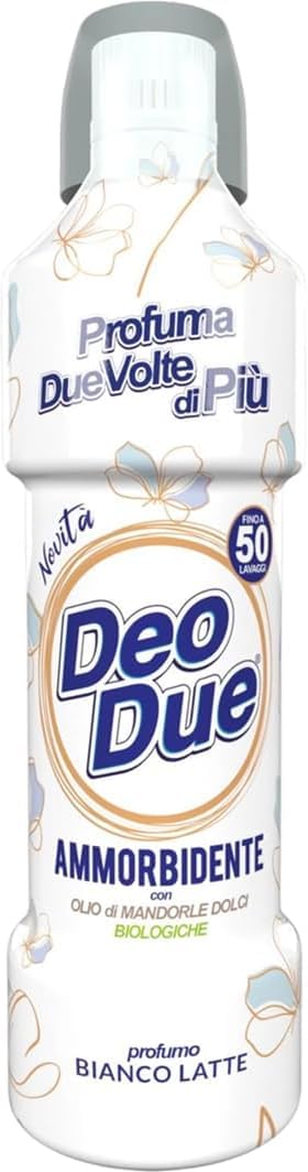 DEO DUE Fabric Softener Milky White - Concentrated Fabric Softener, Ideal for All Clothes, 50 Washes, 12 x 1 Litre + Italy Shop Service Kostenloser Schlüsselanhänger