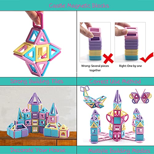 Asok 3D Castle Magnetic Building Tiles 160Pcs Development & Educational Magnetic Blocks Toys For Boys And Girls Ages 3 4 5 6 7 8 Years Old Macaron Color Learning Toys Gifts For Children Kids #TOP3