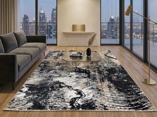 Image of Modern 6x9 Feet (180x270 CM) Silk Touch Carpet for Large Living Room | Washable Anti-Skid | Multicolor Hexagon Pattern | Stain-Resistant Floor Rug for Hall