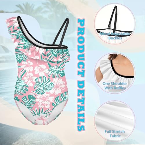 Image of Girls Swimsuit One Piece Ruffle Swimsuit Non-Slip Straps UPF 50+ for Girls Size 3-14 Years