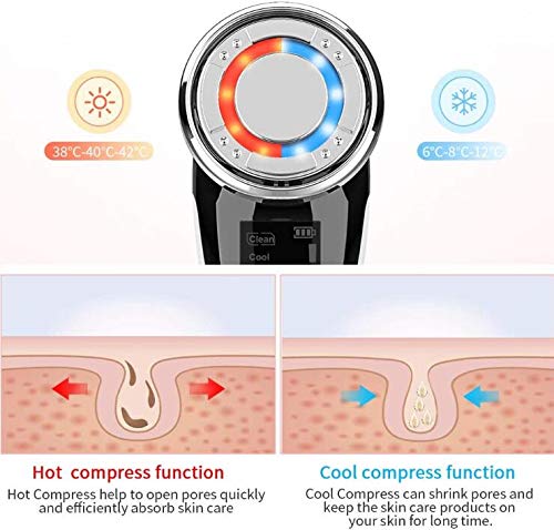 5 en 1 Masajeador de Belleza Facial Multifuncional Instrumento con Frío Calor Fototerapia para Antiarrugas, Masajeador Anti-envejecimiento, Limpieza Profunda, Cuidado Facial