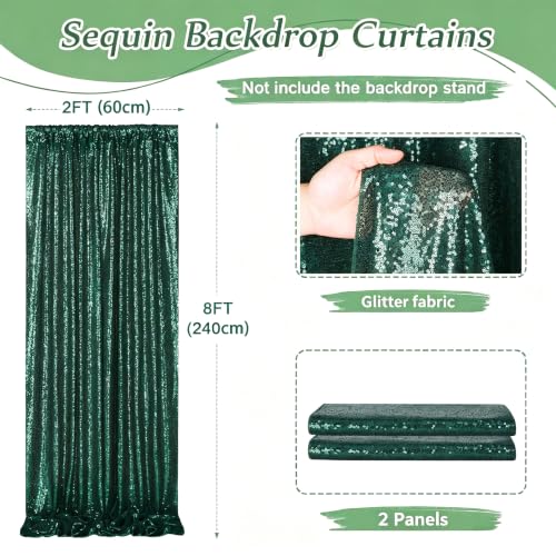 Image of Green Sequin Backdrop Curtains,2 Panels 2FTx8FT Curtain Backdrop for Party
