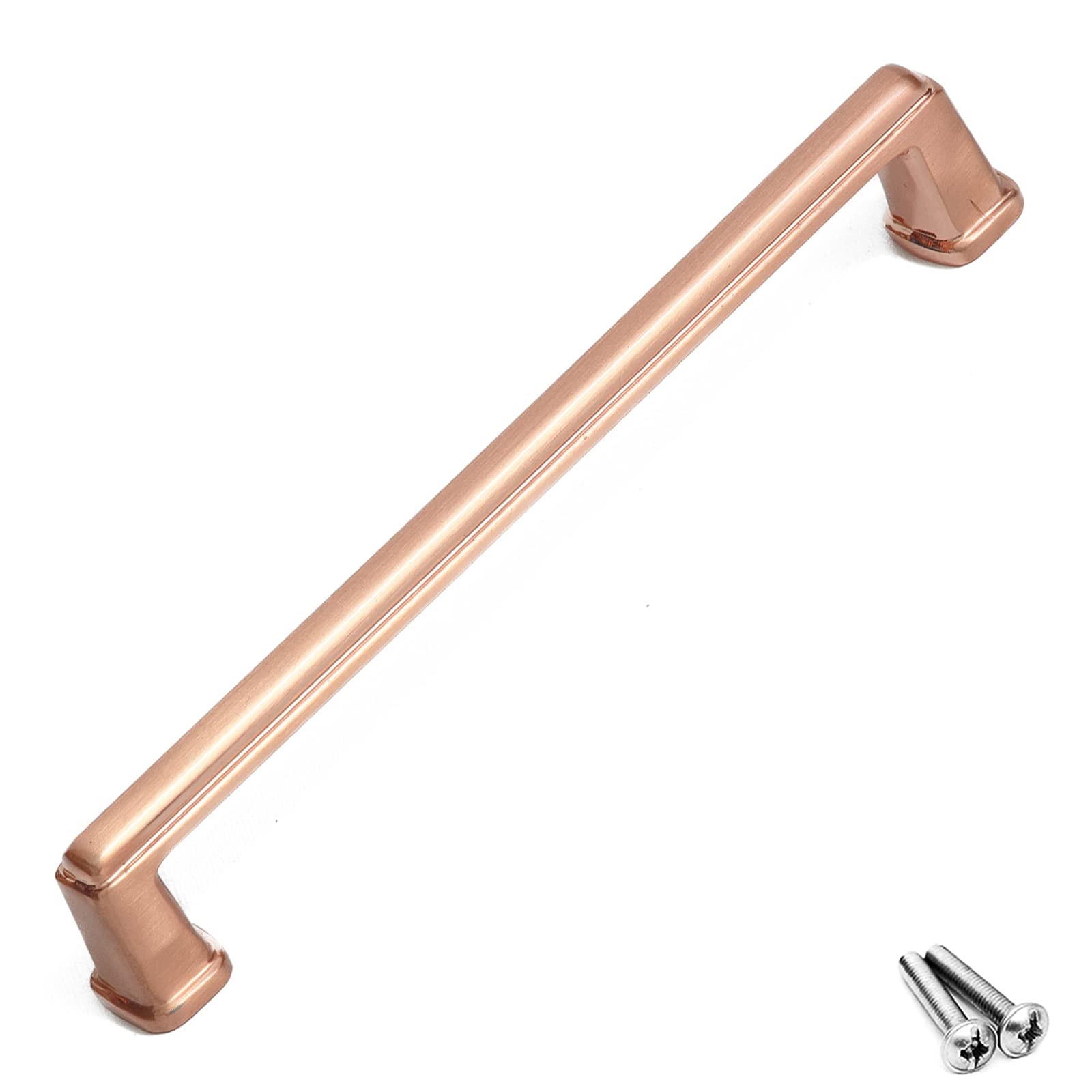 Decoranddecor Cabinet Handle Kitchen Cupboard Door Drawer Pull Handle with Screws Zinc Alloy Cabinet Bar Hardware (160mm Hole to Hole, Copper)