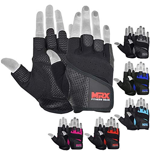 MRX MRX Weight Lifting Gloves Pro Series Gym Fitness Workout Bodybuilding Leather Glove Men/Women Black (XXLarge)