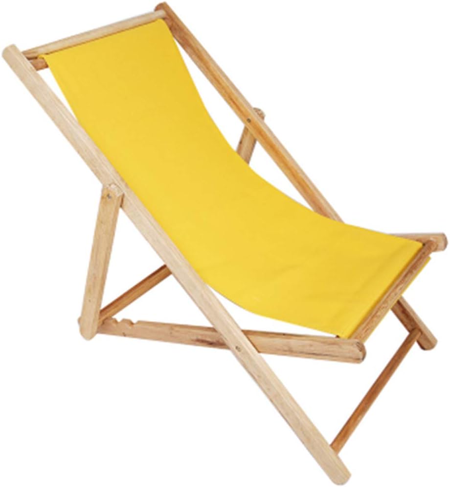HIOD Folding Chair Outdoor Solid Wood Recliner Bed Portable Breathable Garden Patio Lounge Beach Sun Lounger,Yellow