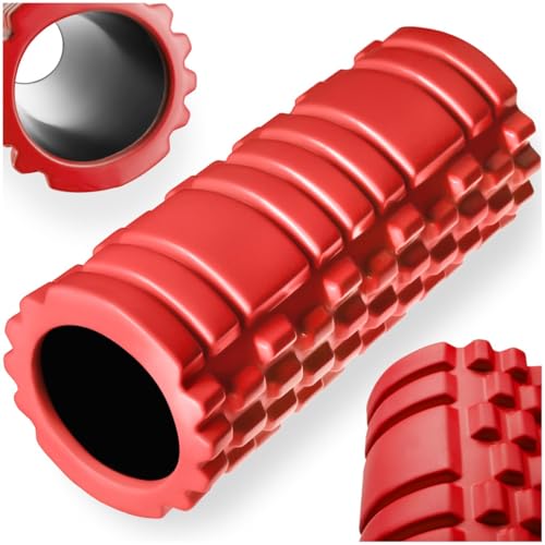 tectake® Foam Roller, Rullo Massaggio Muscolare, Rullo Pilates in schiuma, allenamento e riabilitazione, Automassaggio Muscolare, carico max 100kg, Foam Roller Pilates, Yoga, Palestra - Rosso