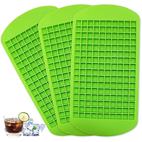 Mini Ice Cube Trays, Silicone Ice Cube Tray, Mini 3 Pack, 160 Ice Cube Tray, Ice Cube Tray for Kitchen, Bars, Whisky, Cocktails and Drinks (Green) Cover