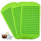 Mini-Eiswürfelschalen, Silikon Eiswürfelform Mini 3er Pack, 160 Eiswürfelschale, Eiswürfelform für Küche, Bars, Whisky, Cocktails und Getränke (Grün)