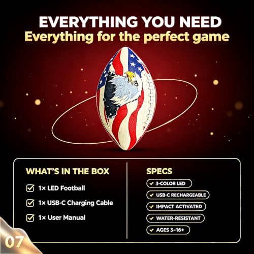 HITEGY Rechargeable Light-Up Football