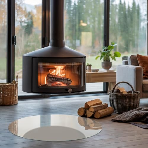 Placa base de chimenea crema de 90 cm redonda con bordes pulidos 4
