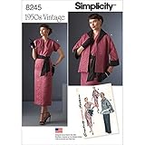 Simplicity Pattern 8245 Vintage 1950's Dress, Sash, and Lined Jacket, Size: H5 (6-8-10-12-14)