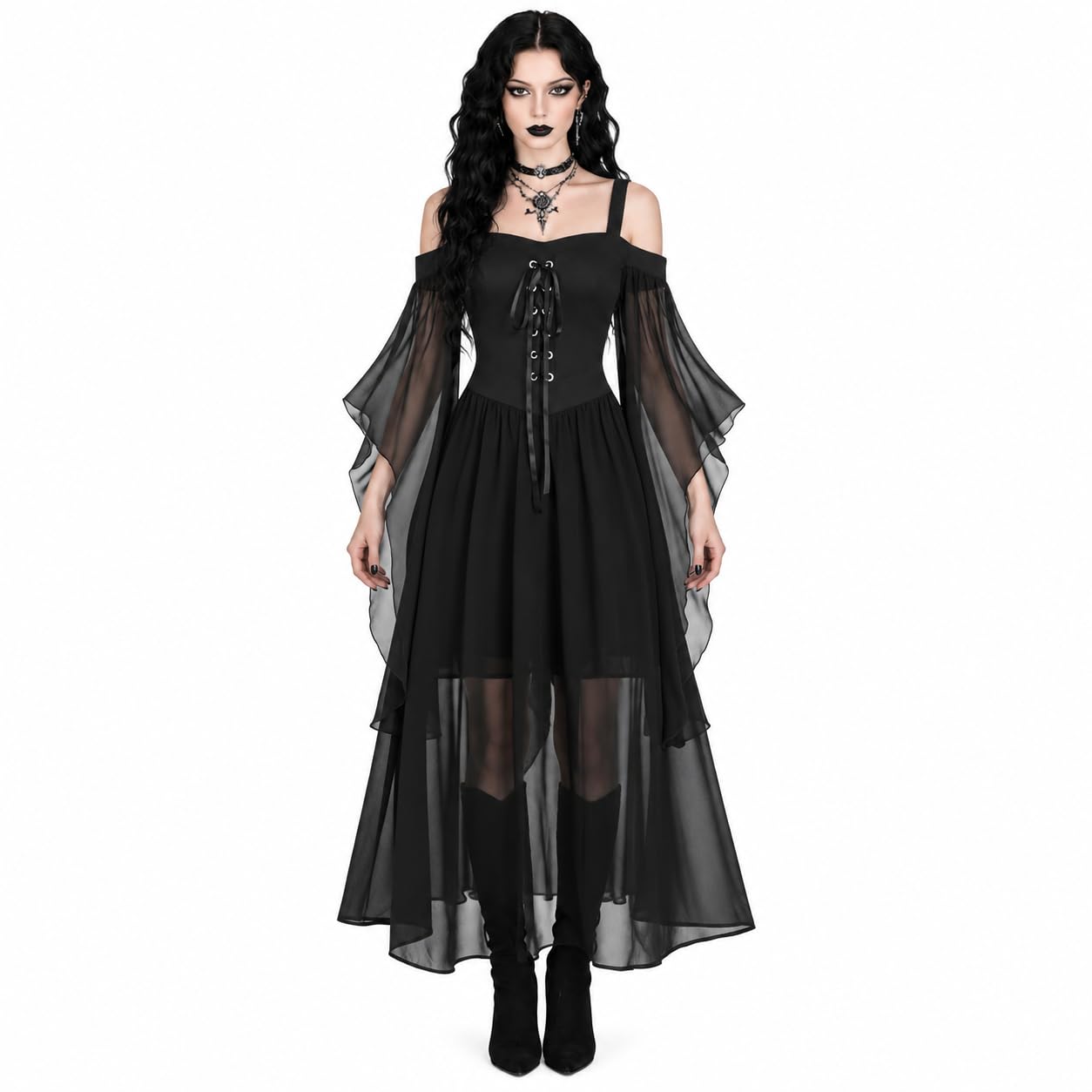 Halloween Costumes Women Adult Dresses Gothic Skeleton Party Vintage Dress — image 1