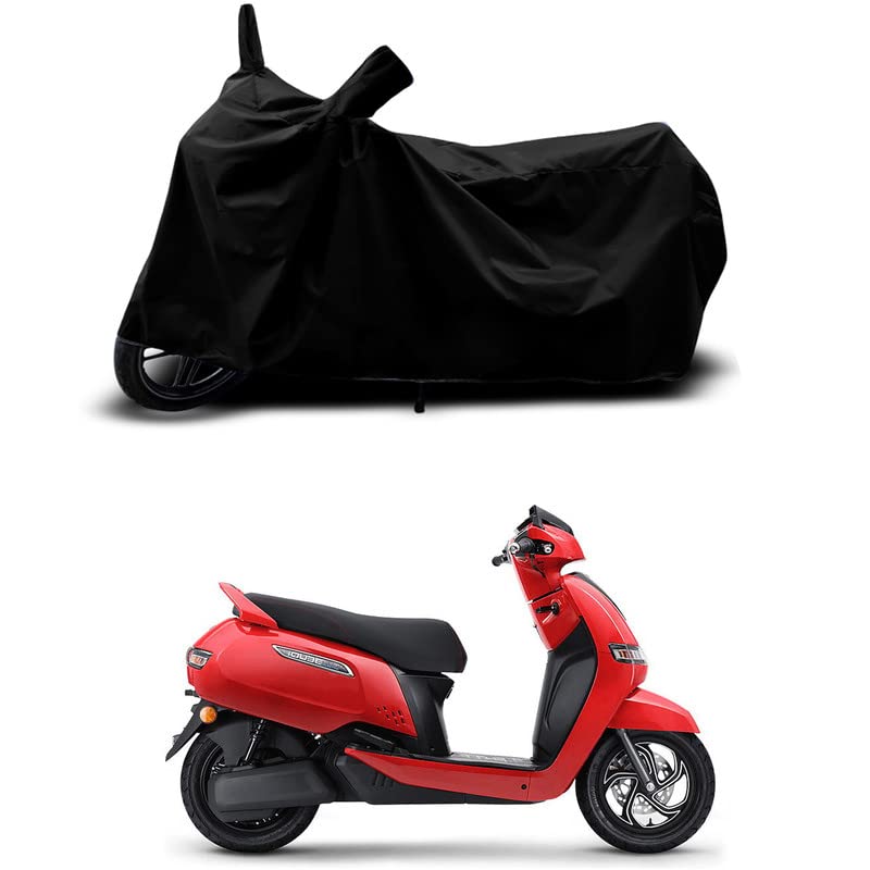 Image of 100% Scratchproof /UV-Rays /Heat Protection /Birds Dropping /Water Resistant /Dust Proof /Waterproof /Full Bike Scooty Two Wheeler Body Cover Compatible for iQube Electric S All Varients[Black]