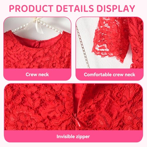 Lace Flower Girl Toddler Dress - Vintage Girls Formal Dress Girls' Special Occasion Dresses Short Sleeves Girls Party Dress3