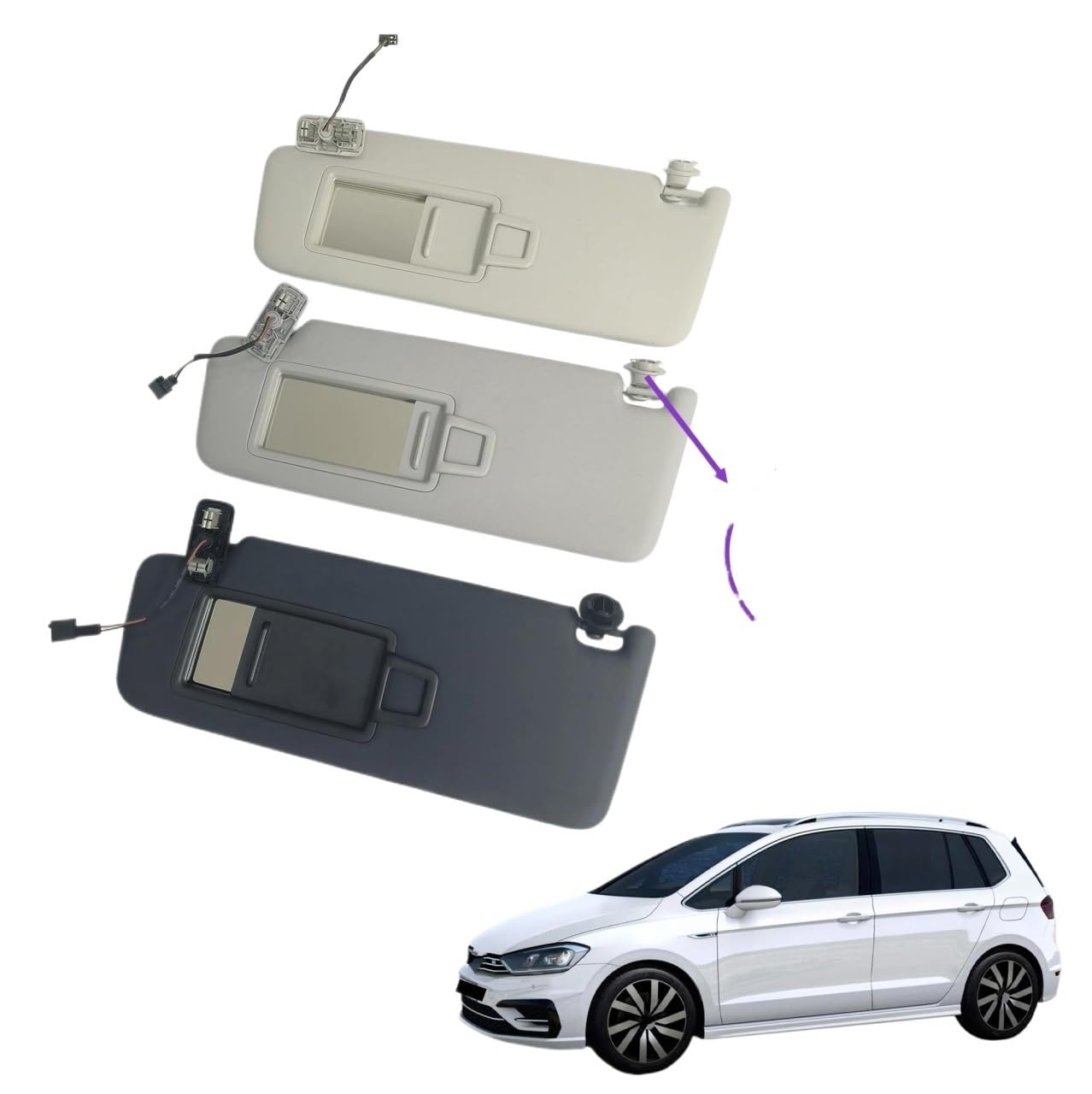 Tendine Parasole Auto Visiera parasole per auto per VW per Golf 7 8 MK .5 MK7 MK8 Accessori di ricambio visiera 5GG857551 5GG857552 5G0857551 Parasole Parabrezza(Light Gray 1 Pair)