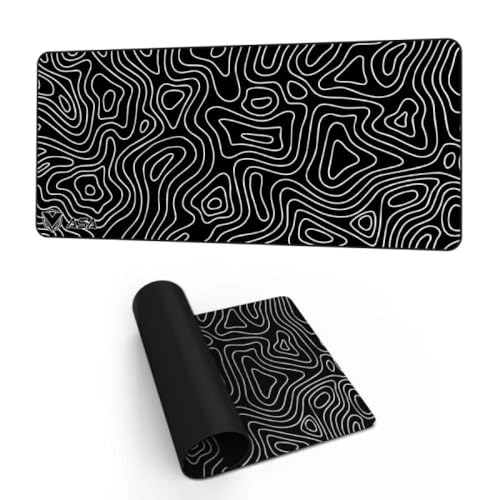 Image of Saco XXL Gaming Mouse Pad for PC - Large Desk Mat 900x400x3mm, Extended Non-Slip Rubber Base, Waterproof Surface, Topographics Design, Big Keyboard Mouse Pad for Office & Home Setup