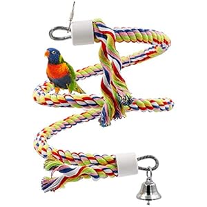 Vögel Spielzeug, Parrot Climbing Rope Sling, Schaukel Spielzeug, Spirale Stehen-Seil, Mittlere Regenbogen Cotton Rope Parrot mit Glocke
