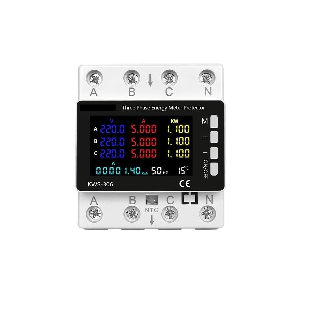 Diferencial Rearmable Disyuntor WiFi Medidor de potencia trifásico inteligente Sobrebajo voltaje Protector corriente Interruptor relé Energía KWh Temporizador 80A(A)