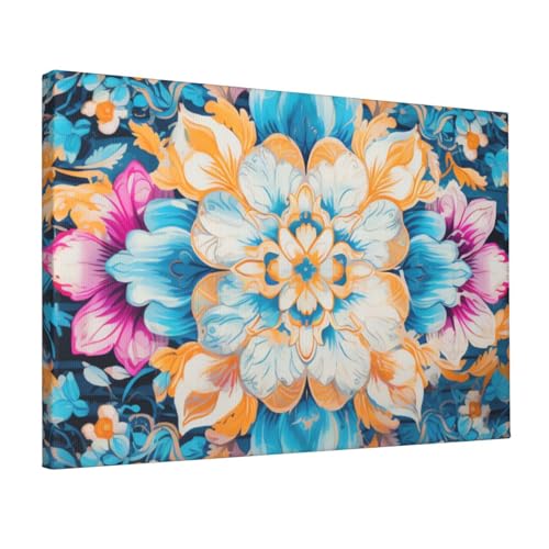 Décoration murale esthétique toile bleu bohème 30x45