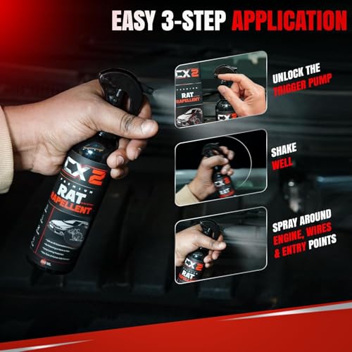 Image of CX2 Rat Repellent Spray (200ml) for Car, Bikes | Mouse | Natural Powerful Complete Pest Control Protect Your Wires in Car, Bike | Easy to Use, Non Toxic No Kill Only Repels